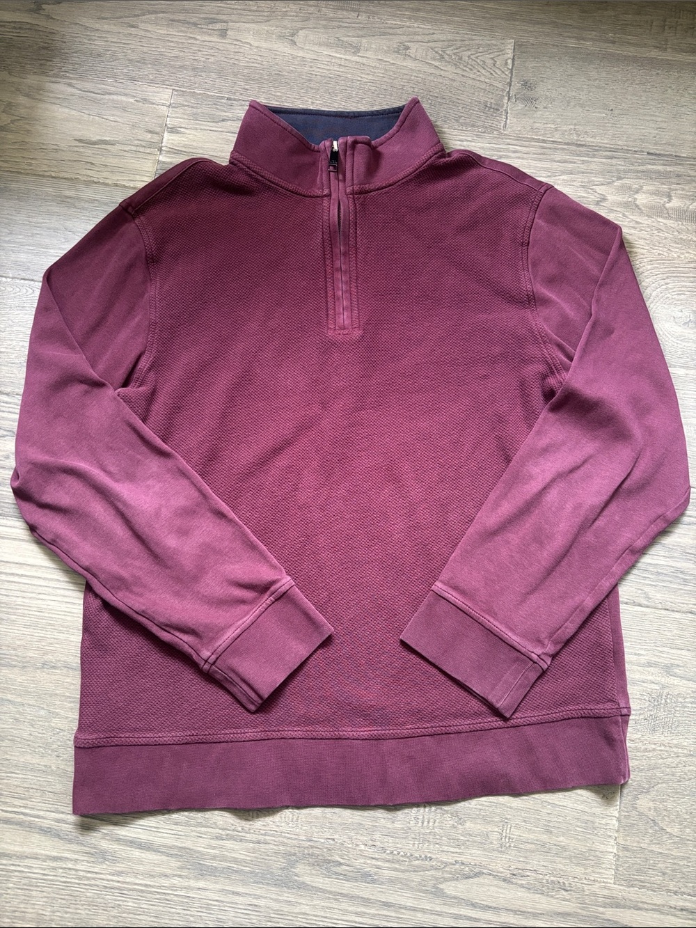 Ted Baker | Textured Quarter-Zip Pullover Sweatshirt Maroon/burgundy Size Large